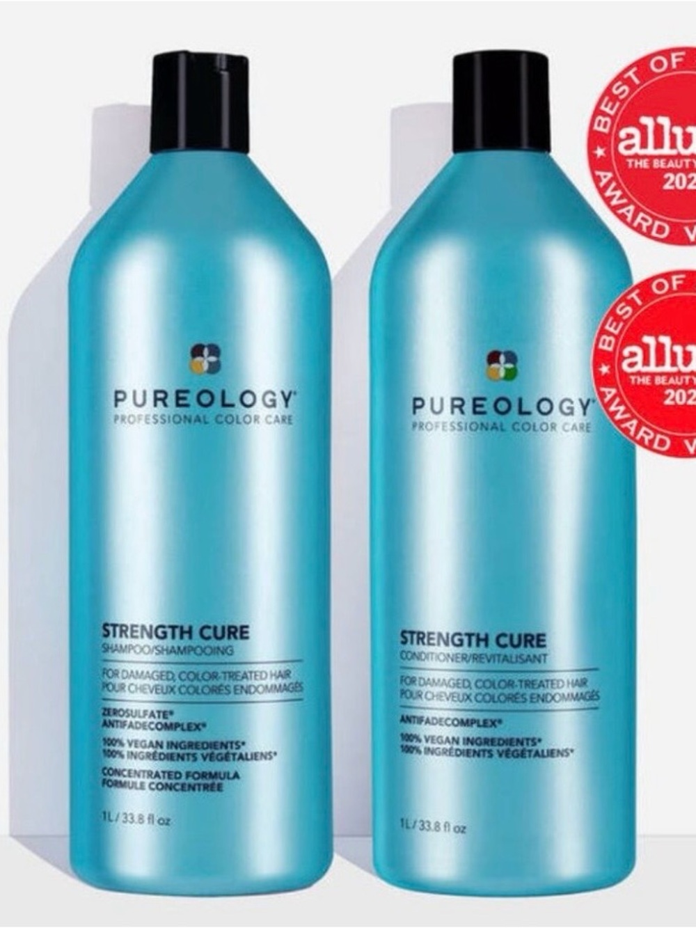 Pureology Strength Cure Shampoo n Conditioner - Light Blue Bottle, NWT
